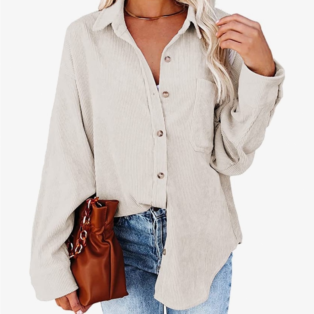 Astylish women corduroy shirt bottom down blouse. Small. Brand new. Never worn